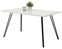 Jedálenský stôl Jennifer 140x80 cm, biely lesk%