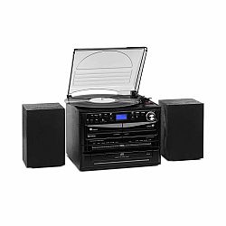 Auna 388-DAB+, stereo systém, 20 W max., platne, CD, kazety, BT, FM/DAB+, USB, SD, čierny