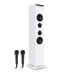 Auna Karaboom CD karaoke zariadenie, bluetooth, MP3, USB nabíjačka, mikrofón, diaľkové ovládanie, biela farba