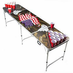 BeerCup Backspin, súprava so stolom na beer pong, American Eagle, držadlá, držiak na loptičky, 6 loptičiek