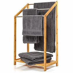 Blumfeldt Vešiak uteráky, 3 kovové tyčky uteráky, 51x86x31cm, schodíkový dizajn, bambus