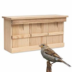 Blumfeldt Vtáčia búdka pre vrabcov, neošetrené prírodné drevo, závesné očká, zmotovaná