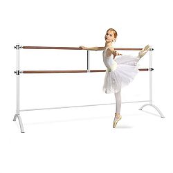 KLARFIT Barre Marie, dvojitá baletná tyč, 220 x 113 cm, 2 x 38 mm Ø, biela