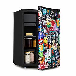 Klarstein Cool Vibe 72+, chladnička, F, 72 litrov, VividArt Concept, štýl stickerbomb