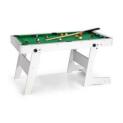 OneConcept Trickshot, biliardový hrací stôl, 140x64,5cm, 16 gulí, 2 biliardové palice, MDF, biely